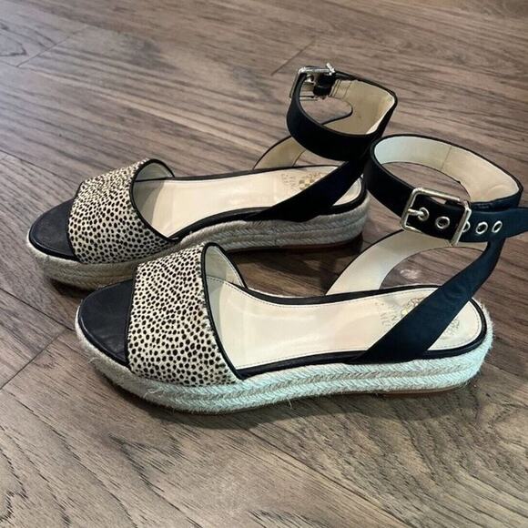 Vince Camuto Espadrille Platform Wedge Sandals‎ Animal Print Ankle Strap - Picture 3 of 8